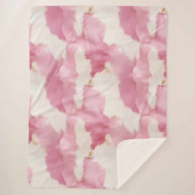 Couverture Sherpa Animal de vache blanche rose (Devant)