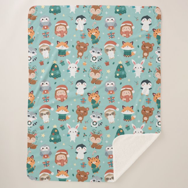 Couverture Sherpa Animaux adorables Blanche Sherpa (Devant)