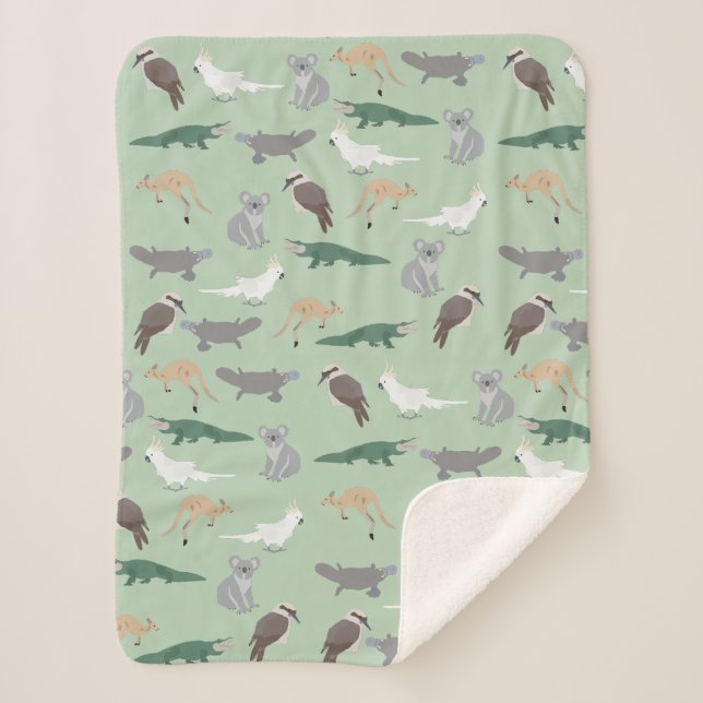 Couverture Sherpa Animaux autochtones australiens Eucalyptus Motif v (Devant)