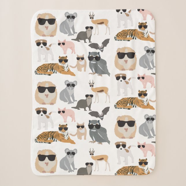 Couverture Sherpa Animaux cools et drôles portant des lunettes de so (Devant)