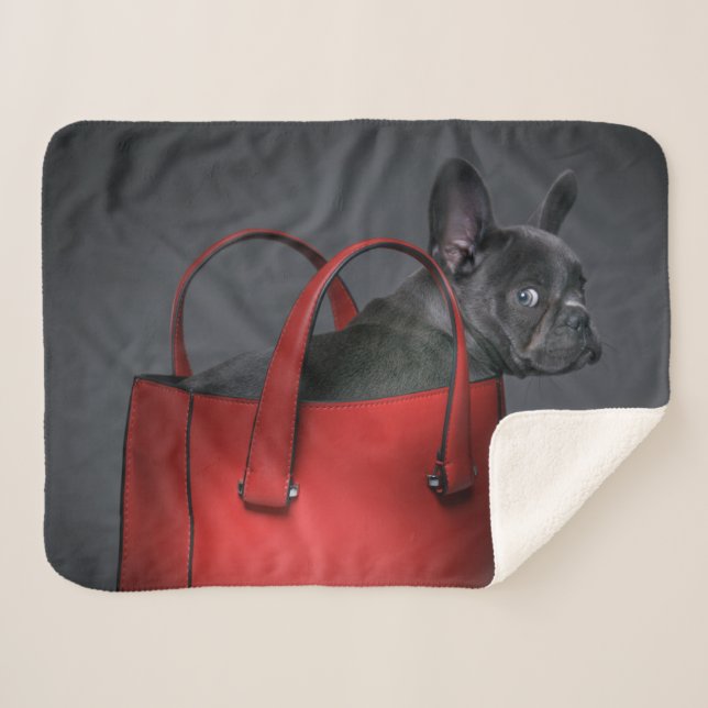Couverture Sherpa Animaux de bébés cutest | French Bulldog Red Hand  (Devant (Horizontal))