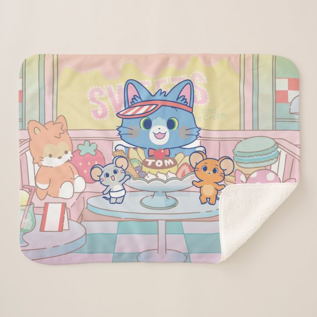 Couverture Sherpa Anime Tom, Jerry et Tuffy Dessert Parlor (Devant (Horizontal))