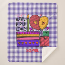 Anniversaire En vichy violet et rouge