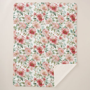 Couverture Sherpa Anniversaire Floral Rose Rouge