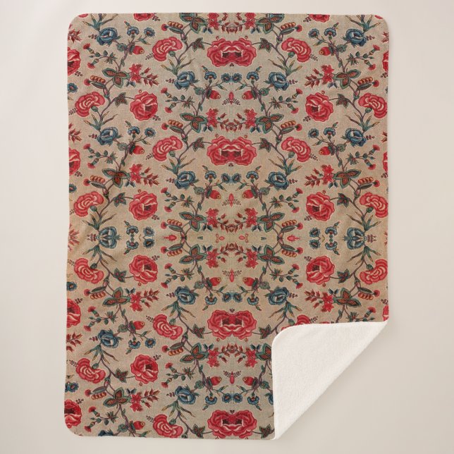 Couverture Sherpa Antique Botanique Art Nouveau Motif Floral (Devant)