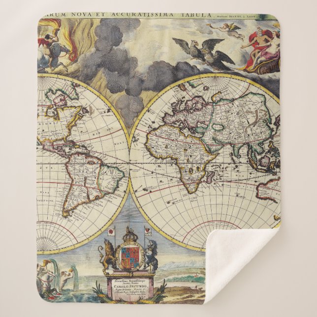 Couverture Sherpa Antique vieille carte inspirée (4) (Devant)