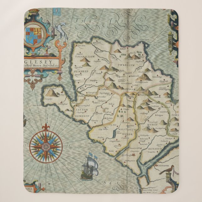 Couverture Sherpa Antique vieille carte inspirée (7) (Devant)
