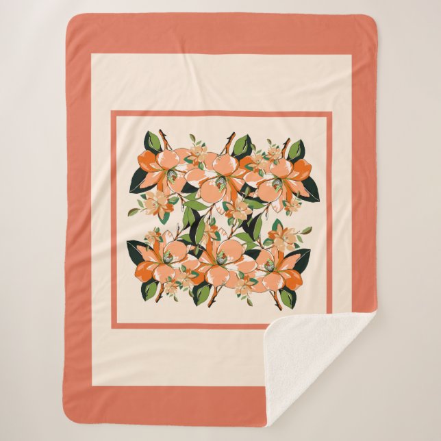 Couverture Sherpa Apricot Azalea sur la crème Taille King (Devant)