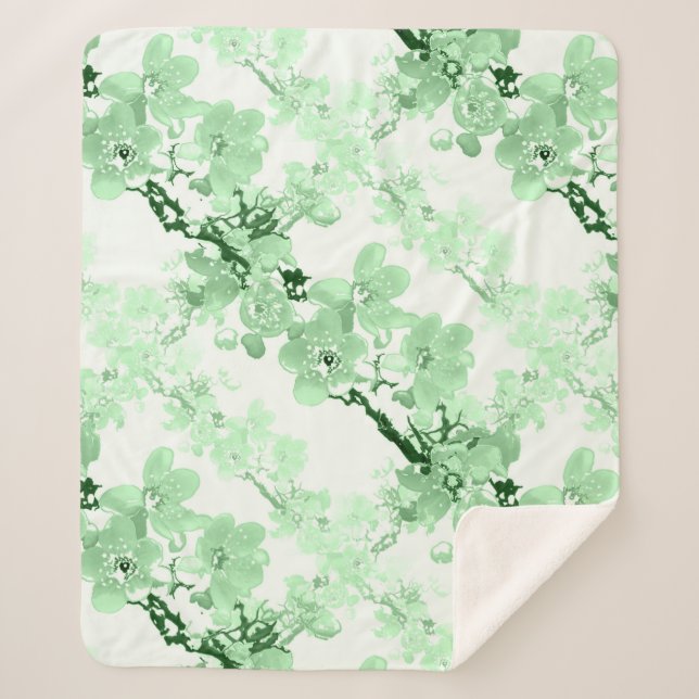 Couverture Sherpa Apricot en fleurs. (Devant)