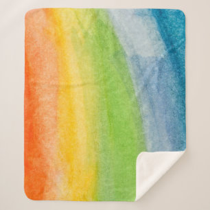 Couverture Sherpa aquarelle Abstraite couleurs arc-en-ciel fond