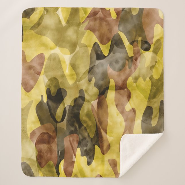 Couverture Sherpa Aquarelle Abstraite : Teinture de camouflage (Devant)