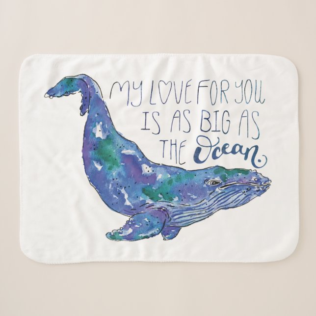 Couverture Sherpa Aquarelle - Amour aussi grand que l'océan (Devant (Horizontal))