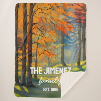 Couverture Sherpa Aquarelle Automne saison et couleurs Décor Personn