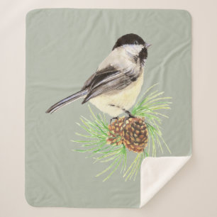 Couverture Sherpa Aquarelle Black Capped Chickadee Bird Faune