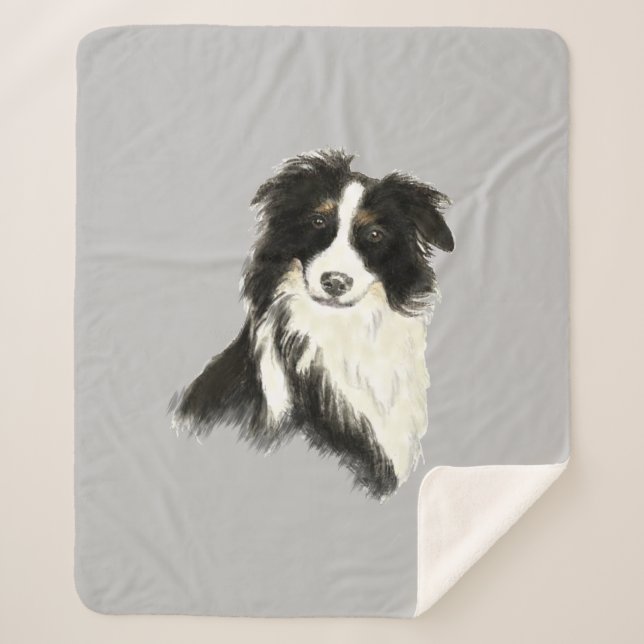 Couverture Sherpa Aquarelle Bordure Collie Chien Animal animal anima (Devant)