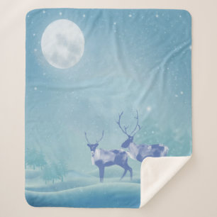 Couverture Sherpa Aquarelle Cariboo Animal Faune Nature Art