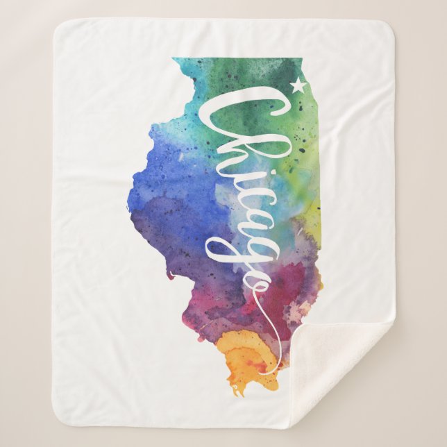 Couverture Sherpa Aquarelle Chicago (Devant)