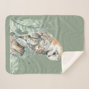 Couverture Sherpa Aquarelle Chouette Oiseau Faune Nature Art