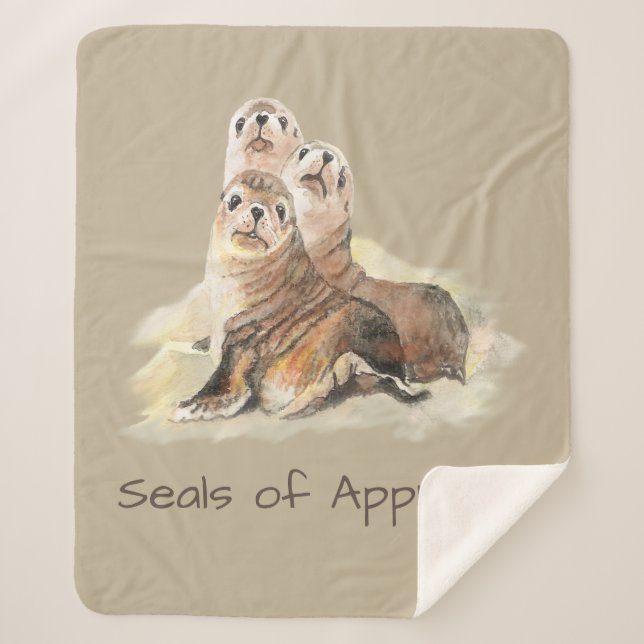 Couverture Sherpa Aquarelle Cute Seals d'approbation Inspiration (Devant)