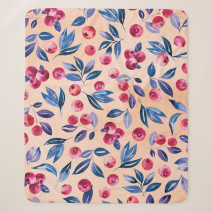 Couverture Sherpa Aquarelle de canneberge : Berries sauvages sans me