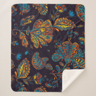 Couverture Sherpa Aquarelle de Paisley : tuile à motif floral