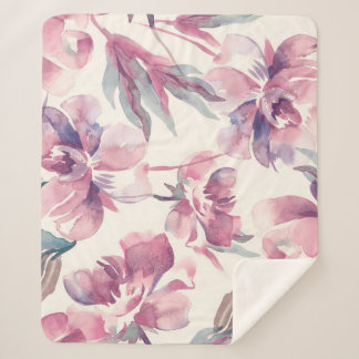 Couverture Sherpa Aquarelle de pivoines : arrière - plan floral tran