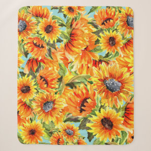 Couverture Sherpa Aquarelle de tournesol : Illustration transparente