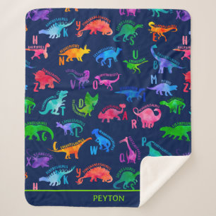 Couverture Sherpa Aquarelle Dinosaure Alphabet Dino coloré enfants