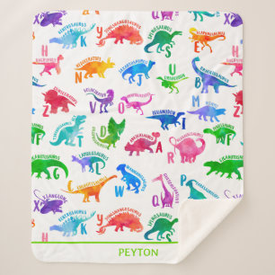 Couverture Sherpa Aquarelle Dinosaure Alphabet Dino coloré enfants
