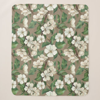 Couverture Sherpa Aquarelle Fleurs Apple : Motif Vintage.