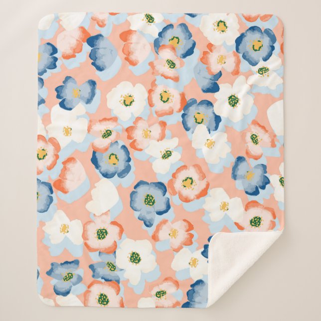 Couverture Sherpa Aquarelle Fleurs minuscules : Motif Vintage (Devant)