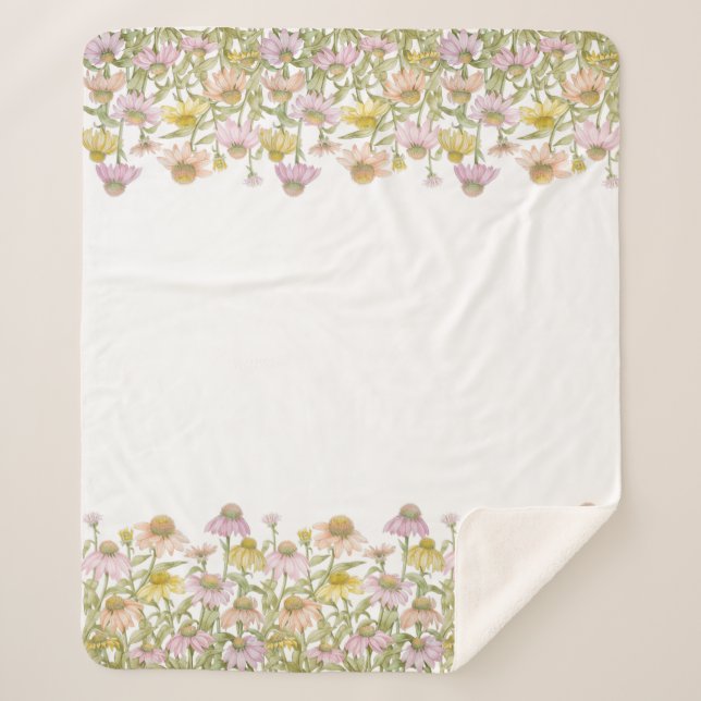 Couverture Sherpa Aquarelle florale Art Botanique Moyenne (Devant)