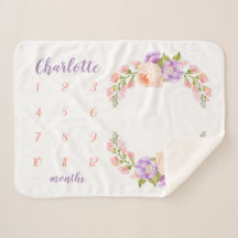 Aquarelle Florale Monogramme Baby Milestone Photo