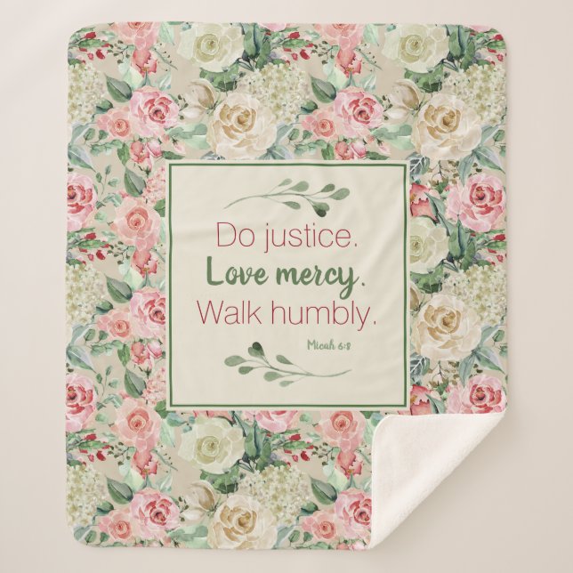 Couverture Sherpa aquarelle florale rose chrétienn (Devant)
