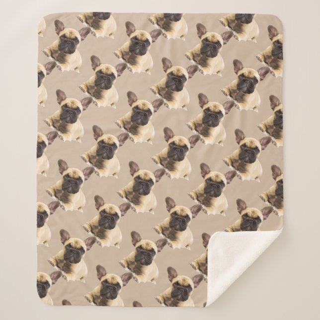 Couverture Sherpa Aquarelle française Chien chien animal de compagni (Devant)