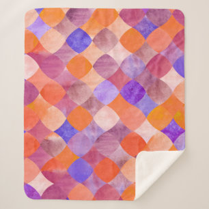 Couverture Sherpa Aquarelle géométrique, écailles de poissons arabes