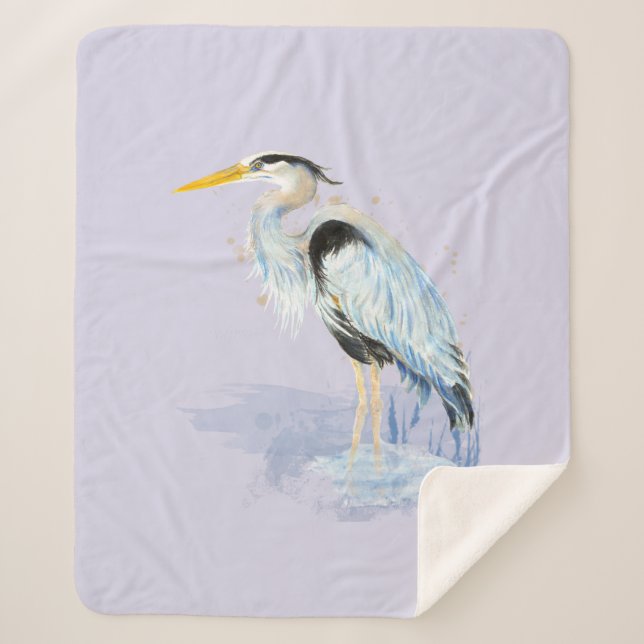 Couverture Sherpa Aquarelle Great Blue Heron Bird Nature (Devant)