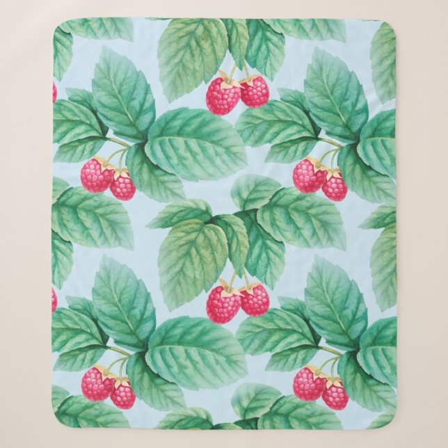 Couverture Sherpa Aquarelle illustrant les framboises. Pièce transpa (Devant)