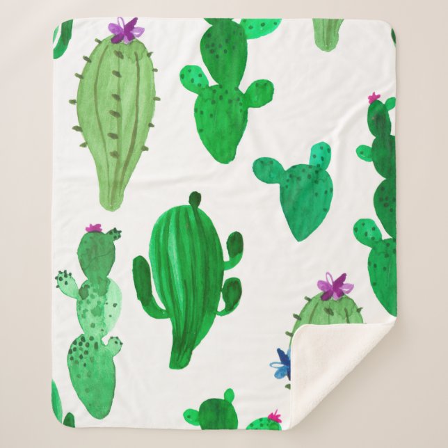 Couverture Sherpa Aquarelle illustration de cactus du désert à encre (Devant)