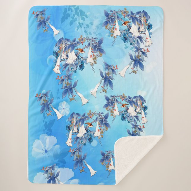 Couverture Sherpa Aquarelle illustrée Fleur de lune (Devant)