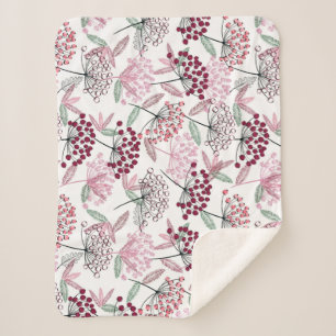 Couverture Sherpa Aquarelle Jardin Fleur Berry Nature Art