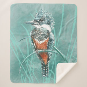 Couverture Sherpa Aquarelle Kingfisher Oiseau Faune Nature