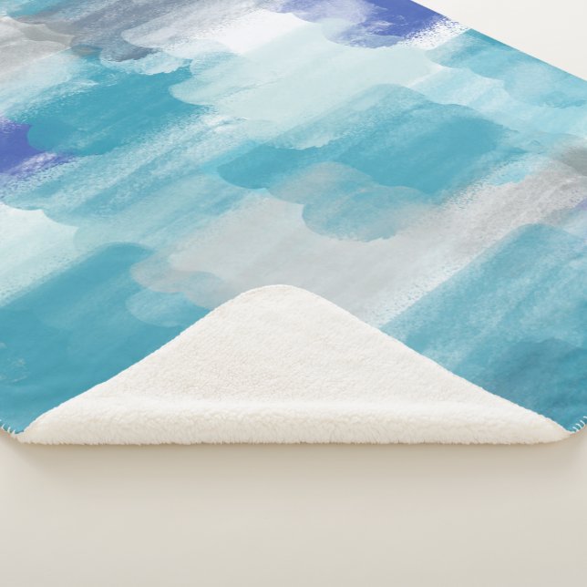 Couverture Sherpa Aquarelle moderne turquoise et gris Art Abstrait (3/4)