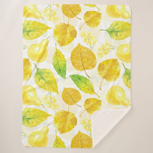 Couverture Sherpa Aquarelle motif d'automne (Devant)