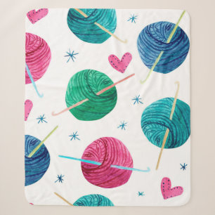 Couverture Sherpa Aquarelle motif sans couture avec des boules color