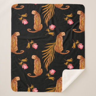 Couverture Sherpa Aquarelle motif transparent avec guépards