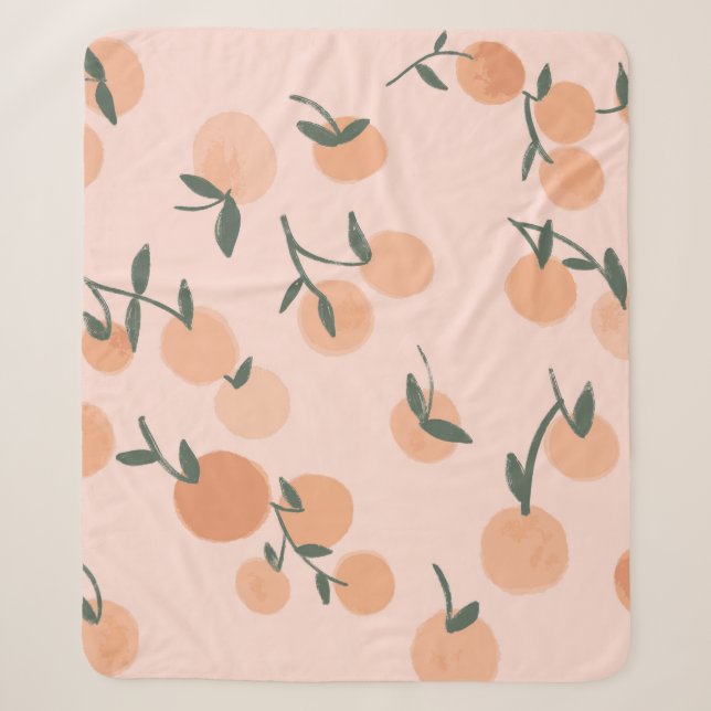 Couverture Sherpa Aquarelle orange fruits sans couture motif (Devant)
