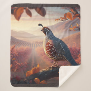 Couverture Sherpa Aquarelle originale California Quail Bird