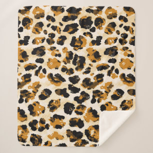 Couverture Sherpa Aquarelle peau léopard, dégradé cravate-teint.