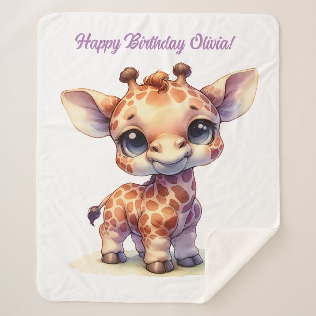 Couverture Sherpa Aquarelle petite girafe (Devant)